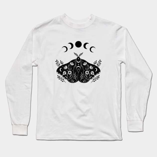 Luna and Moth Long Sleeve T-Shirt by Episodic Drawing